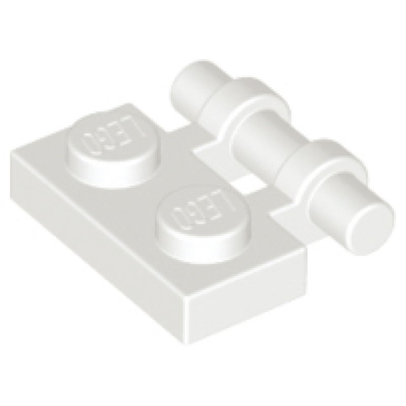 Plaat, Aangepast 1x2 met handvat aan zijkant en open uiteinden White